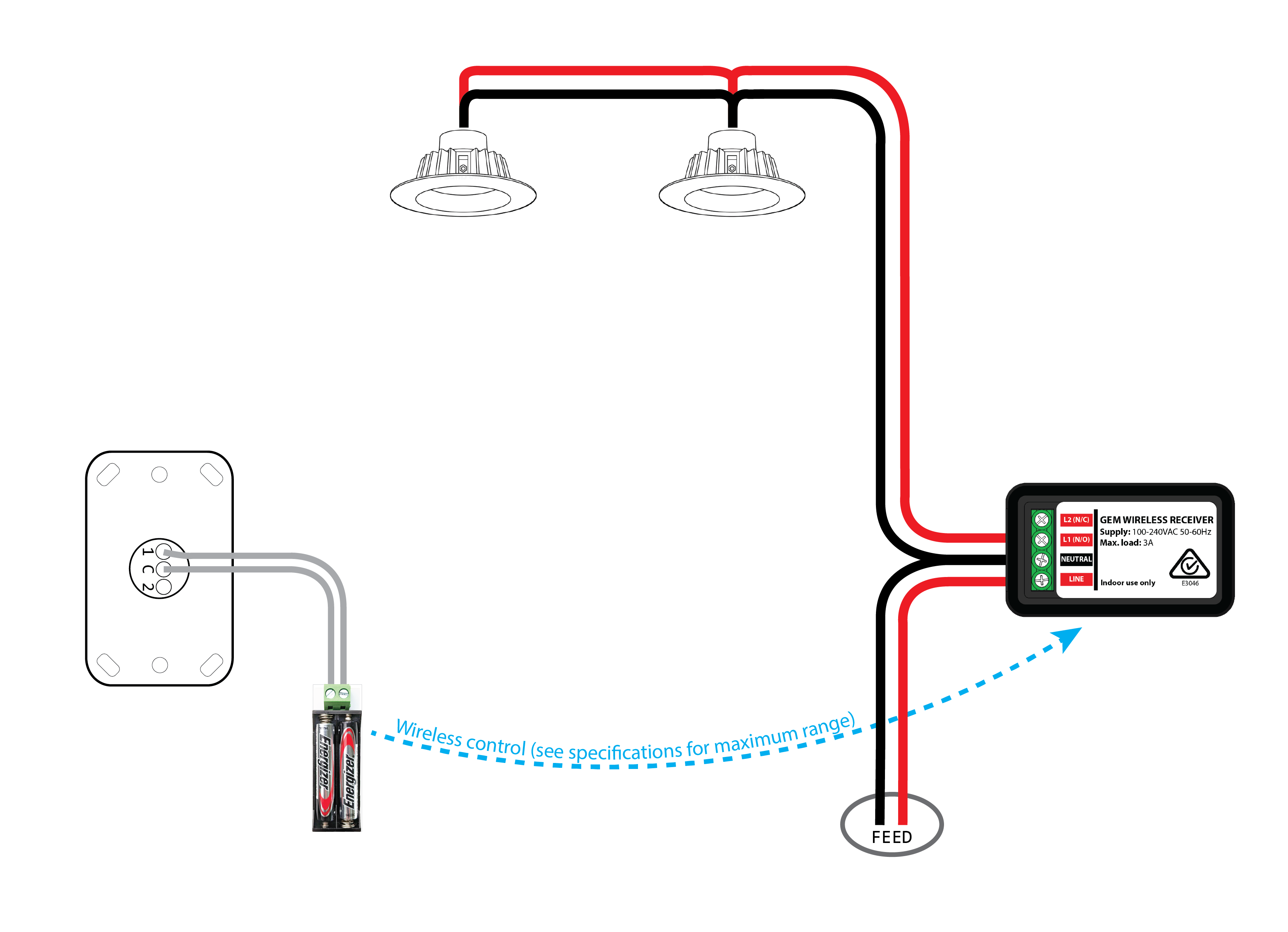 Wireless-only arrangement — original GEM wiring diagram